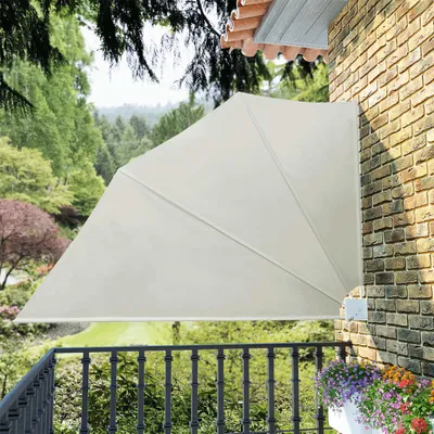 Image de The Living Store Éventail de balcon pliable Crème 160×240 cm