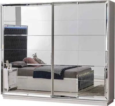 Produktbild von Schlafzimmerschrank Kleiderschrank Spiegel Schrank Weiß Schlafzimmer