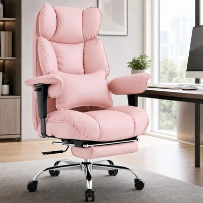 Obrázek produktu pro Ergonomická kancelářská židle s podnožkou, křeslo pro manažery potažené umělou kůží, s nastavitelnou výškou