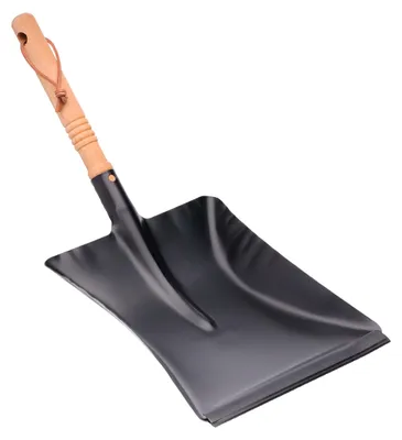 Kehrschaufel 45 cm, schwarz, mit Gummilippe, Buchenholzgriff, Metall