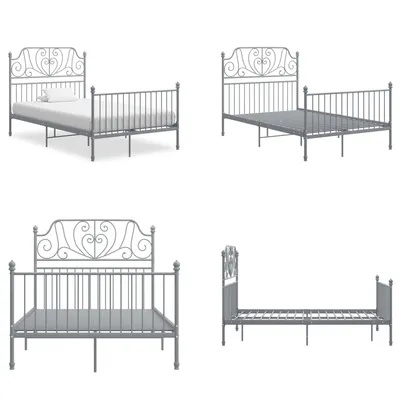 Produktbild von vidaXL Bettgestell Grau Metall 120x200 cm - Bettrahmen - Metall-Bettrahmen - Bett - Betten