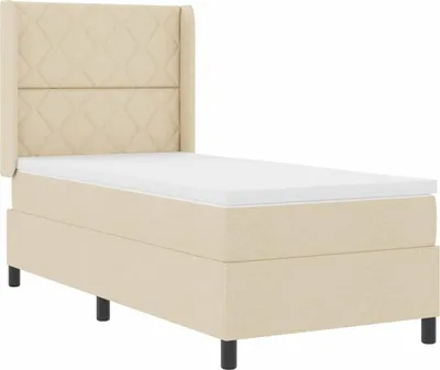 Productafbeelding van vidaXL Boxspringbed met matras en hoofdeinde, crème, 90 x 200 cm, stof