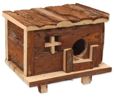 Image de Maisonnette Small Animals Cabane en bois avec écorce 18 x 13 x 13,5 cm