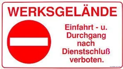Produktbild von Verbotsschild - WERKSGELÄNDE - Gr. ca. 70 x 40 cm - 308857