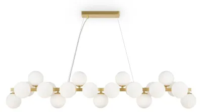 Image de Suspension, métal verre, or, blanc mat, L 123,5 cm