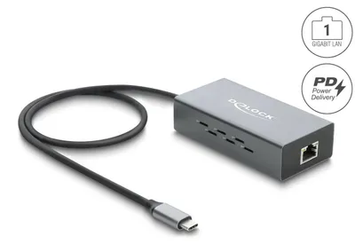 Produktbild von Delock USB Type-C™ Netzwerk Adapter Gigabit LAN 1 x RJ45 PoE