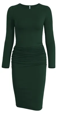Produktbild von Missufe Damen-T-Shirt, kurzärmelig, gerüscht, lässig, Midikleid, figurbetontes T
