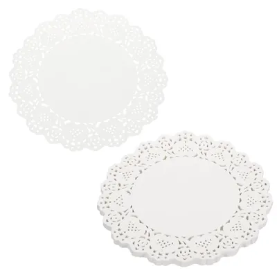 150 runde Spitzen-Papier-Tischdecken, 24 cm, weiß, Einweg