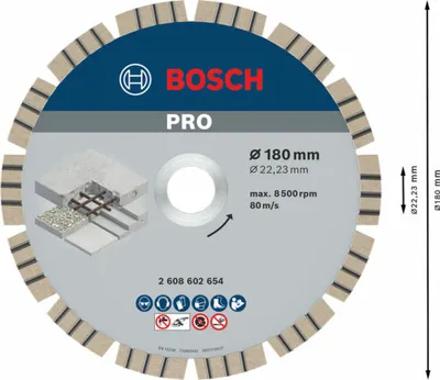 Produktbild von PRO Concrete Diamanttrennscheibe, 180 x 22,23 mm