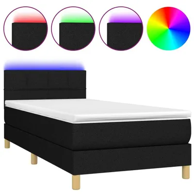 Produktbild von vidaXL Boxspringbett mit Matratze & LED Schwarz 90x200 cm Stoff