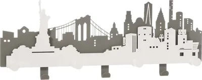 Produktbild von Wandgarderobe N.Y.C. Skyline - Eisen/Holz, 78x30 cm, modern - Italy