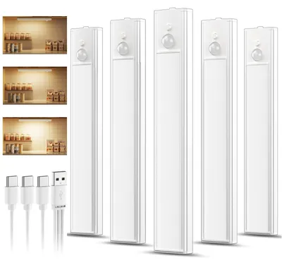 Produktbild von 5 wiederaufladbare Unterbauleuchten für die Küche, LED, 20 cm, dimmbare, warmweiße Küchenbeleuchtung