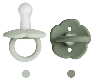 Immagine prodotto di Set da 2 ciucci in silicone, adatti per bambini dai 6 ai 18 mesi, senza BPA, colori: sabbia e rosa