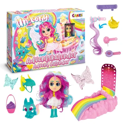 Produktbild von UNICORY Spielzeug Adventskalender 2026 Kinder mit Puppen Einhorn Spielzeug Weihnachtskalender für Mädchen mit 24 Spielzeugüberraschungen