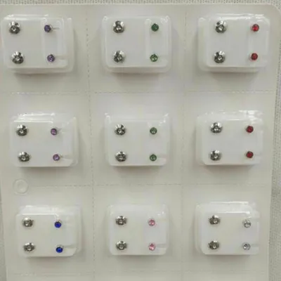 Produktbild von Medizinische 12paar Gesundheitsstecker Stahl Ohr Stecker Kugelförmig Ohrstecker