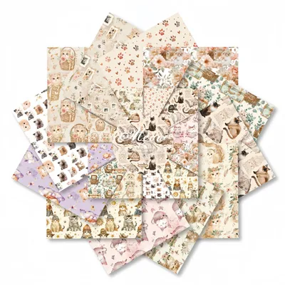 Produktbild von Scrapbook Papier - Mit Katzen Motiv - Zum Basteln - 24 Blatt - 15,2x15,2 cm