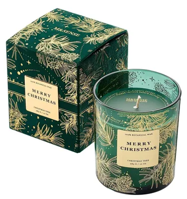 Image de Bougie parfumée, thème Noël, forme sapin de Noël, cire de soja dans un pot, 283g, durée de combustion : 60 heures