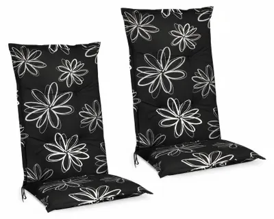 Produktbild von Beautissu 2er Set Hochlehner für Gartenstuhl Flores, 120x50x6cm, Schwarz