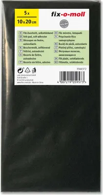 A black sheet of felt material with product information and branding printed on a label.