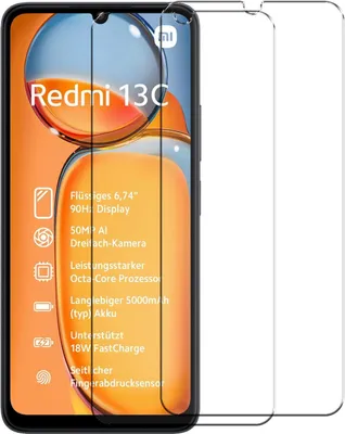 Produktbild von 2x Conie Glasfolie für Xiaomi Redmi 13C Displayschutz Folie Panzer Glas Premium Schutzfolie Set Blasenfrei