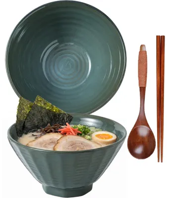 Ramen-Schüssel-Set 1200 ml, Keramik, mit Löffel & Stäbchen
