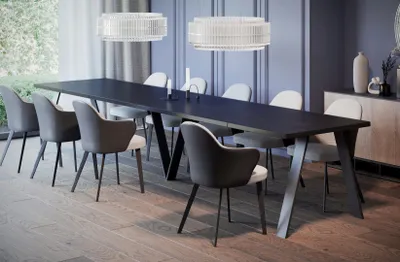 Produktbild von Endo-Möbel XXL Esstisch Lungo 130cm - 405cm ausziehbar bis 12 Personen Küchentisch (Beton Dunkel)