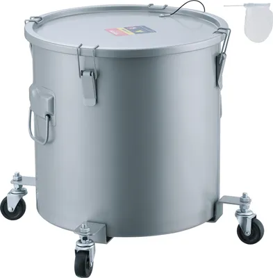 Produktbild von VEVOR Frittierfetteimer Ölentsorgungsbehälter 37,8 L mit Rollensockel, Rostfreie Beschichtung Kohlenstoffstahl, Öltransportbehälter mit Deckel, Filterbeutel zum Filtern von Heißem Speiseöl, Grau