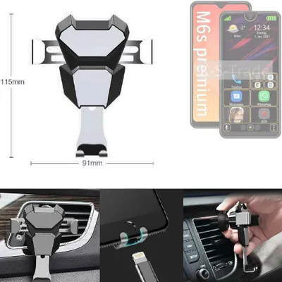 Produktbild von K-S-Trade Lüftungshalterung kompatibel mit Bea-fon M6s plus premium kompakte Handy-Halterung Lüftungsschlitz Lüftungsgitter Autohalterung KFZ