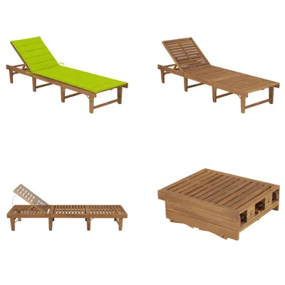 Imagen del producto de vidaXL: Silla de jardín plegable con cojín, de madera de acacia maciza. Silla de sol, tumbonas, silla de jardín de madera, tumbonas de madera