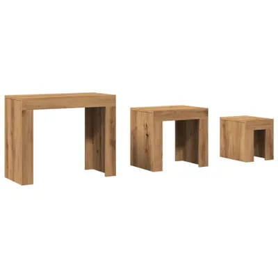 Produktbild von Möbel Satztische 3er-set - multifunktional& Moderne - Artisan-Eiche Holzwerkstoff - Kaffeetisch CLORIS6989226