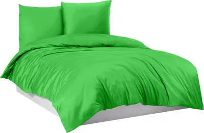 Produktbild von Bettwäsche Bettgarnitur Bettbezug Baumwolle 135x200 155x220 200x200 200x220, Größe:155 x 220 cm, Design Bettwäsche:Apfelgrün Uni
