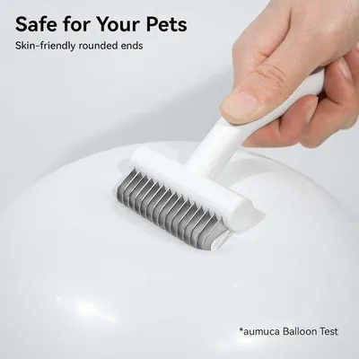 Produktbild von Unyqoos®️ Katzen- und Hundef Bürste für langes Haar - Unterfellkamm mit Massage und Hautschutz - Unterfellbürste für Tiere - Entfernt verfilztes Fell