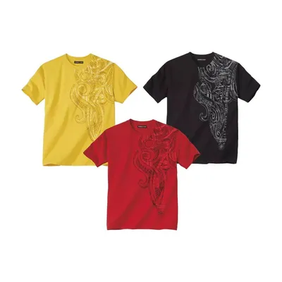 Image de Atlas For Men - T-shirt pour homme (lot de 3) AF104 (XXL) (jaune/noir/terracotta)