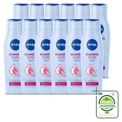 Image de 12 flacons de shampooing NIVEA Diamond Gloss - 250 ml - Lot de 12