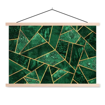 Produktbild von MuchoWow® Textilposter Smaragd - Gold - Abstrakt - Muster 60x40 cm mit holzfarbenen Rahmen - Bilder
