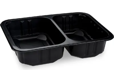Produktbild von 320 Menü-Schale PP 2-geteilt schwarz 227 x 178 x 50 mm