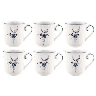 Produktbild von Villeroy & Boch VIEUX LUXEMBOURG Kaffeebecher 6er Set 250ml weiß blau Porzellan