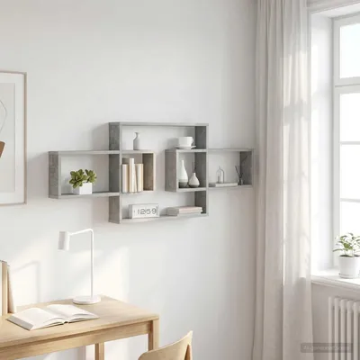 Obrázek produktu pro Maison Exclusive – Nástěnná police, barva betonová šedá, rozměry 130 x 10 x 50 cm, materiál: dřevovláknitá deska