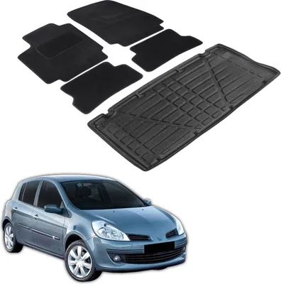 Produktbild von Kofferraumwanne Fußmatten Set Für Renault Clio 3 2005-2012, Genaue Passform