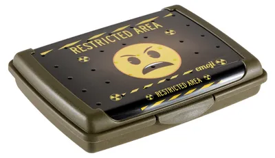 Image de Boîte à sandwich Keeeper Carla Mini « Emoji Danger » 0,5 L vert olive