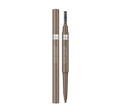 Zdjęcie produktu dla Rimmel Brow This Way 2-in-1 Filler & Fixer, Blond, Blonde, 0,4 g, 12 h, Cyclopentasiloxane, Trimethylsiloxysilicate, Polyethylene, Dimethicone, Paraffin, Phenyl..., 1 szt.