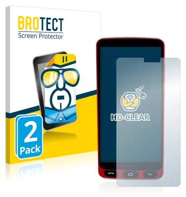 Product packaging for a screen protector, with a depiction of a smartphone and the screen protector itself.