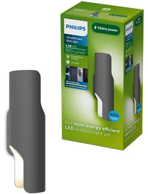Obrázek produktu pro Philips Nástěnná svítidla Fira, 4,3 W, Antracit, Hliník, I, Současné, Garáž, Zahrada, Terasa, Odolné vůči vodě, Odolnosti proti korozi, Prachuodolný, Voděodolný