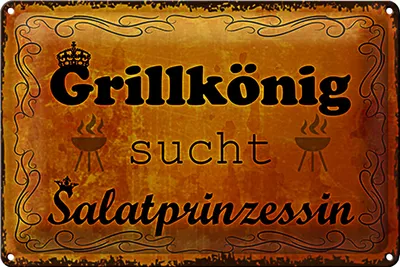 Produktbild von Blechschild Spruch 18x12cm Grillkönig Salatprinzessin