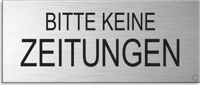Produktbild von Schild Aufkleber -  Bitte keine Zeitungen  - Aluminium Vollmaterial -  Edelstahloptik 60x25 mm - selbstklebend