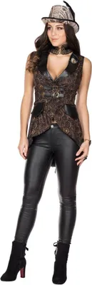 Steampunk Weste Zeitreisende für Damen Gr. 34-44 braun Fasching Karneval Mottoparty Kostüm-Zubehör Accessoire