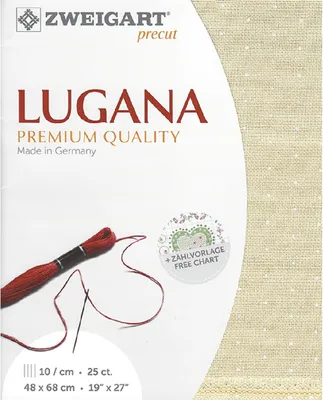 Obrázek produktu pro Látka s rovnoměrnou strukturou LUGANA Zweigart, předstřižená, 25 nití na palec, barva 2419, béžová a bílá, látka pro výšivku, rozměry 48x68 cm