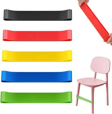 Zdjęcie produktu dla 5 sztuk elastycznych opasek na krzesło wykonanych z materiału TPE w różnych kolorach dla dzieci z sensorycznymi i specjalnymi potrzebami edukacyjnymi