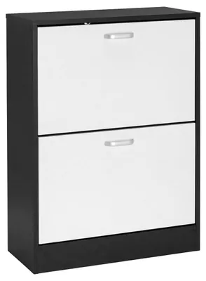 Image de Armoire à chaussures pour entrée, modèle Zefir, noir et blanc