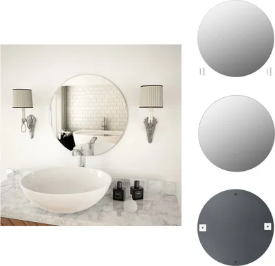 A bathroom vanity with a round mirror, sink, and sconces.